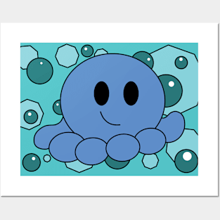 Bubbly Happy Octopus Posters and Art